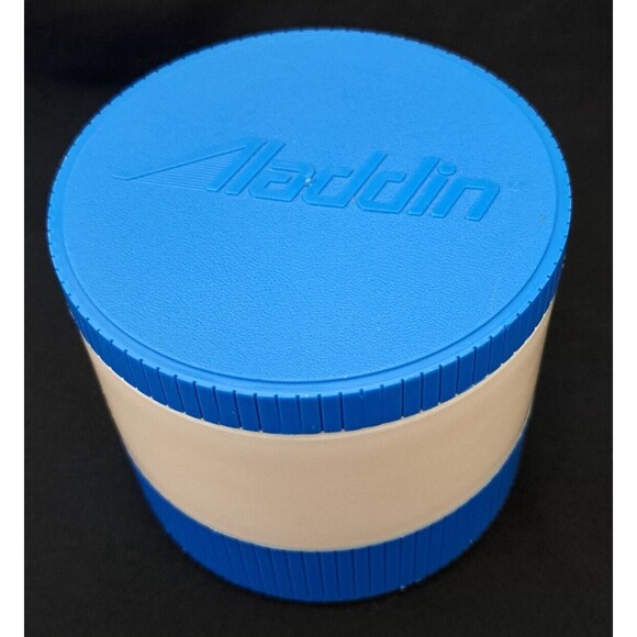 Vintage Aladdin 6 oz Freezer Lid Thermo Jar Foam Insulated Blue & White #7000 - Picture 1 of 5